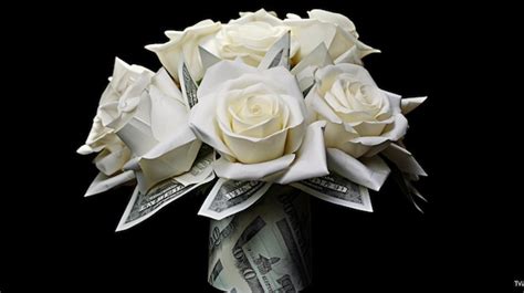 Premium Ai Image A Bouquet Of White Roses With One Hundred Dollar