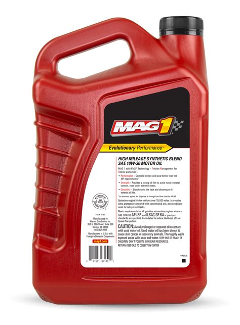 Mag 1 High Mileage Synthetic Blend 10w‑30 Motor Oil Mag 1