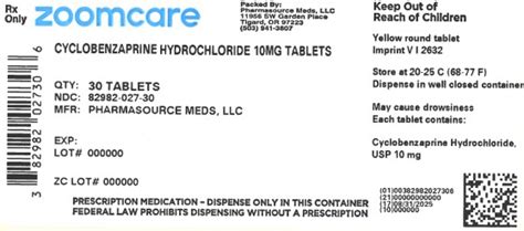 Cyclobenzaprine Hydrochloride Pharmasource Meds Llc Fda Package Insert