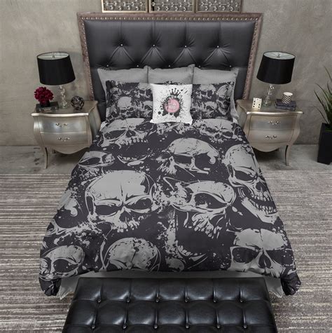 Grunge Black And Grey Skull Bedding Luxury Bedding Sets Bed Linens