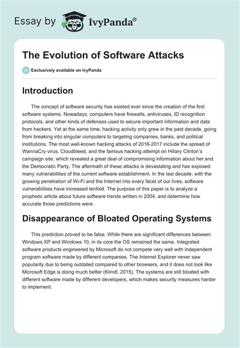 The Evolution Of Software Attacks 861 Words Assessment Example