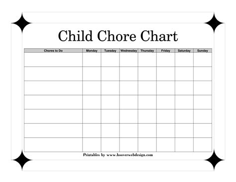 Kids Free Chore Chart Template Printable Templates