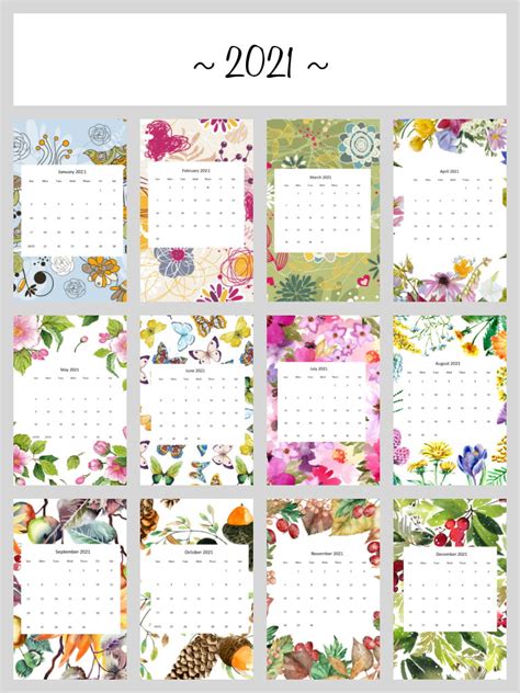 2021 Calendars By The Month Free To Print And Use