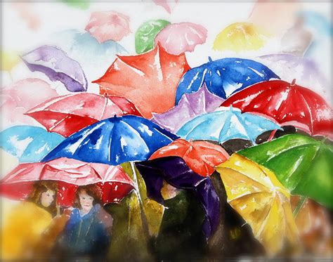 Raining Umbrellas Painting By Peg Ott Mcguckin
