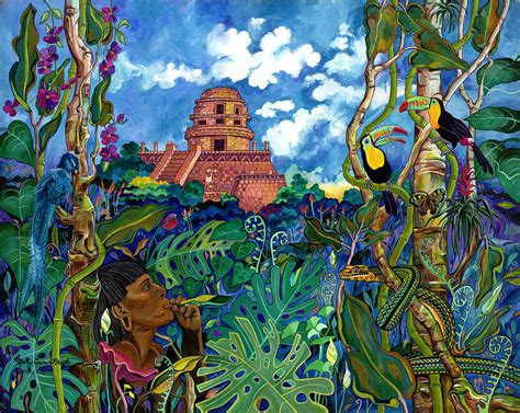 Mayan Jungle Scene Yucatan Painting By Mary Ann Gough