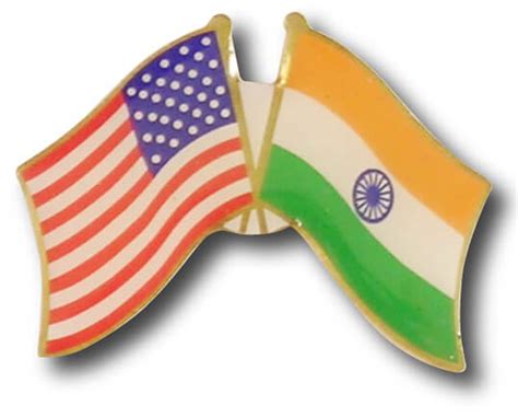 United States And India Crossed Flags Lapel Pin