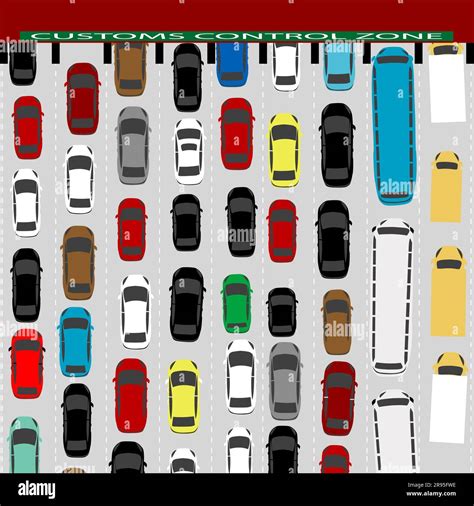 Customs Control Area With Cars Aerial View Stock Vector Image And Art
