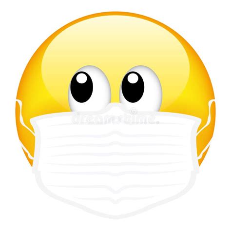 Yellow Emoji Wearing A Surgical Mask Emoticon Medical Mask Vector