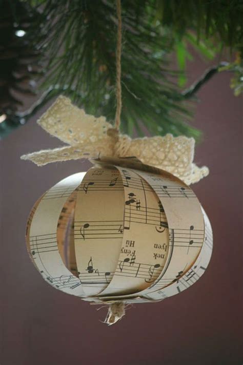 10 Beautiful Sheet Music Christmas Ornaments You Can Make Yourself