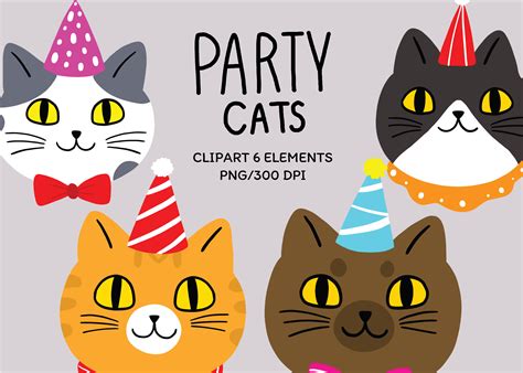 Party Cats Clipart Cartoon Cute Cat Png Graphic By Meawsally