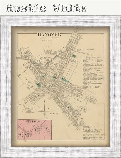 Village Of Hanover Pennsylvania 1876 Map Replica Or Genuine Etsy