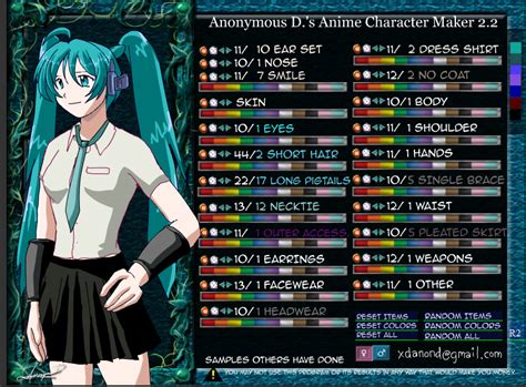 Small update because the thumbnail bothered me. Anime Character Maker - Miku by mikusingularity on DeviantArt