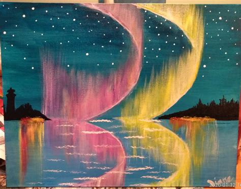 Easy Aurora Borealis Acrylic Painting Tutorial Step By Step Live