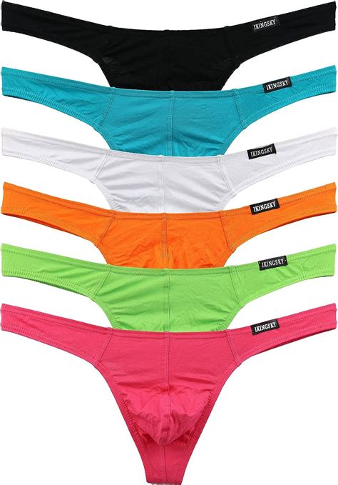Ikingsky Mens Modal Thong Sexy Low Waistline T Back Underwear Pack Of
