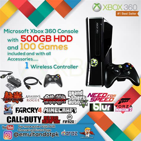 Xbox 360 Price In Pakistan Slim Black 500gb 80 Games Wireless Controller
