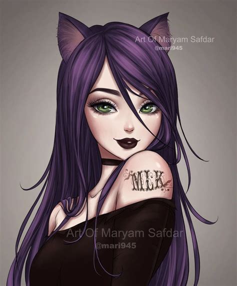 Purple Cat Girl By Mari945deviantar On Deviantart Cat