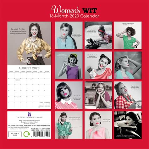 Womens Wit 2023 Square Wall Calendar 16 Month Planner Christmas New