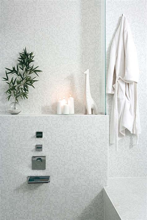 Modern White Bathrooms With Custom Mix Mosaic Mix Modern