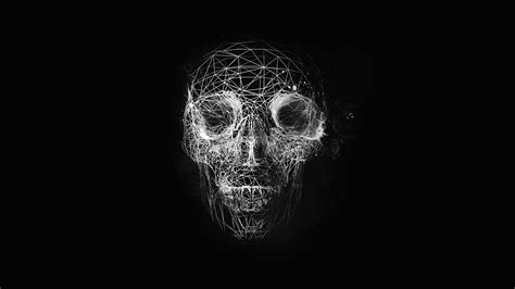 At04 Digital Skull Dark Abstract Art Illustration Bw Wallpaper