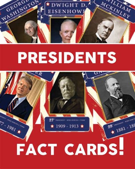President Flashcards 4x6 Sized For Easy Printing