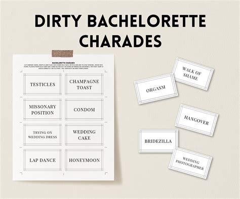 Dirty Bachelorette Charades Bachelorette Party Games Hen Etsy