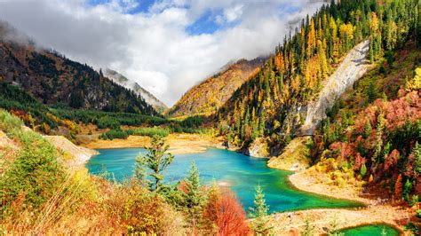 Fonds Decran 3840x2160 Automne Montagnes Lac Chine Parc Vallée De