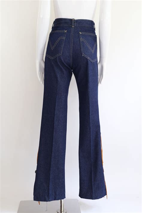 70s Fredericks Of Hollywood High Waisted Sz 29 Denim Bell Bottoms Jeans