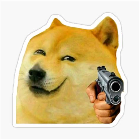 Cheems Doge Gun Sticker For Sale By Redakhatib Redbubble