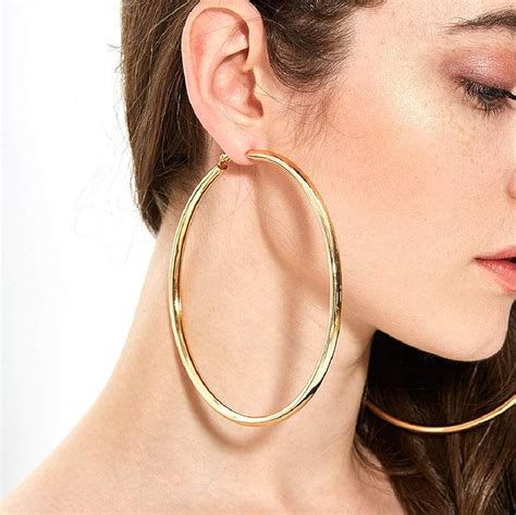 Extra Large Thick Puff Puffy Inch Gold Tone Basketball Wives Hoop Earrings By Fashion