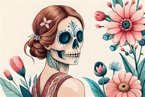 Sugar Skull Flowers Graphic By 1xmerch · Creative Fabrica