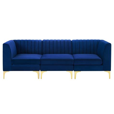 Triumph Channel Tufted Performance Velvet 3 Seater Sofa In Navy Hyme