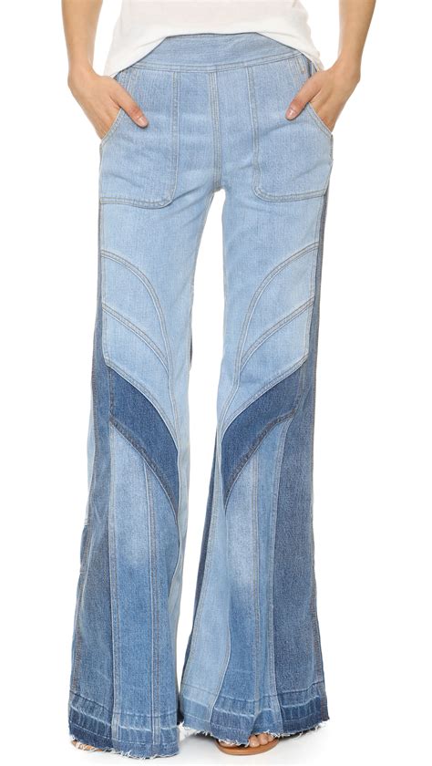 Lyst Free People Tidal Wave Flare Jeans In Blue