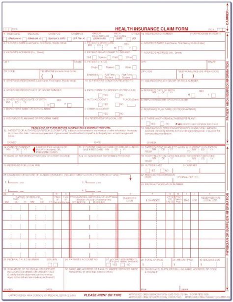 Fillable Cms 1500 Form Download Universal Network