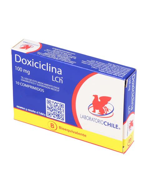 Doxiciclina 100mg 10 Comprimidos Bioequivalente Laboratorio Chile