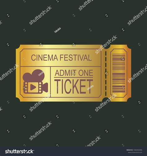 Vintage Golden Ticket Admission Cinema Theater Vector De Stock Libre