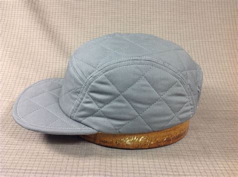 Grey Cotton Quilted Fabric 5 Panel Adjustable Cap Fitted Available