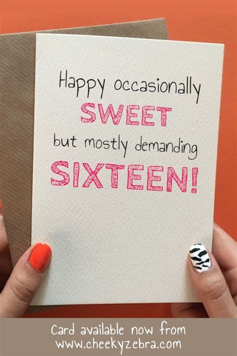 Sweet 16 16th Birthday Card 16th Birthday Quotes Funny Birthday Cards