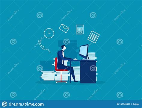 Busy Time Of Businessman In Hard Working A Lot Of Workvector Stock