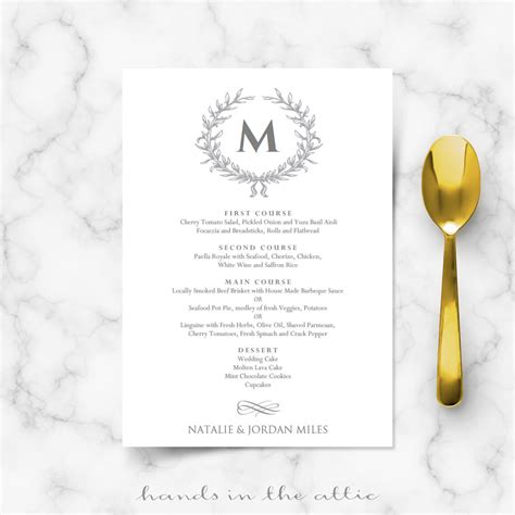 elegant wedding food menu template wedding menu cards