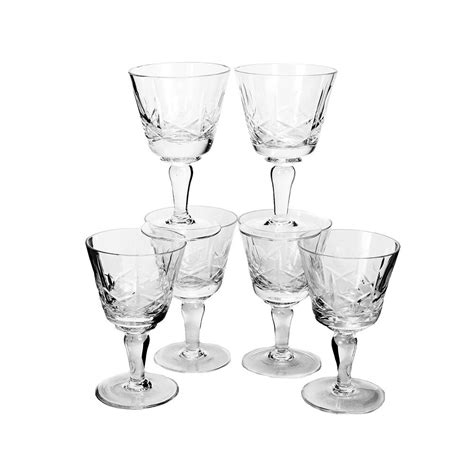 Vintage Cross And Olive Sherry Glasses Cut Crystal Stemware
