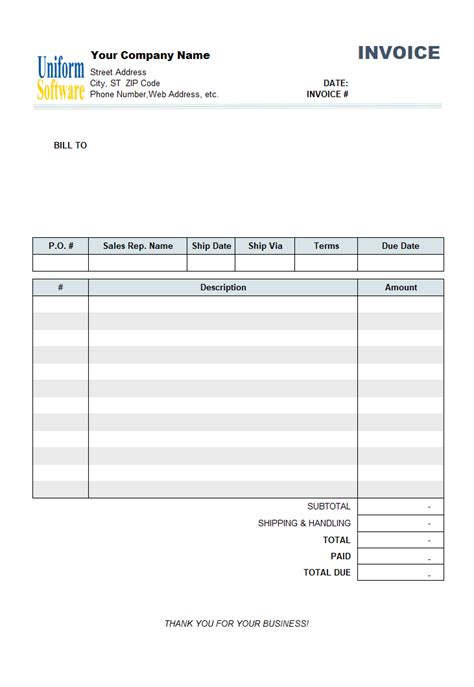 Generic Invoice Template Invoice Example Free Word Printable Invoice Template Uk Blank Sheet