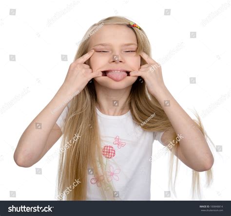 Funny Little Girl Makes Silly Face Stock Photo 100848814 Shutterstock