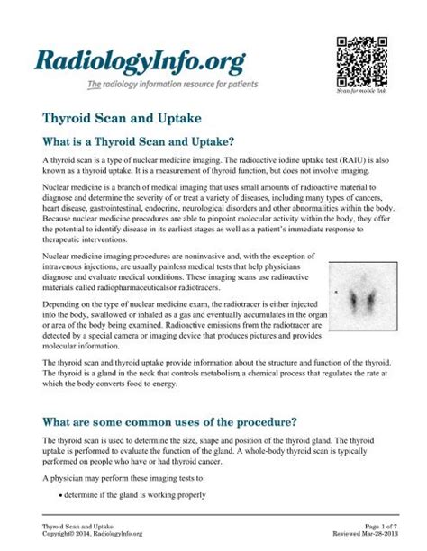 Thyroid Scan And Uptake Radiologyinfo