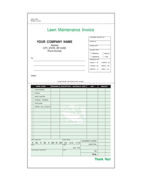 Printable Lawn Care Invoice Template Printable Templates