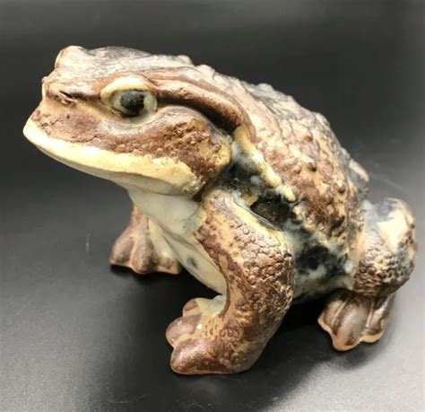 Vintage Hirado Frog Figurine Japanese Art Pottery Stoneware Toad Glazed