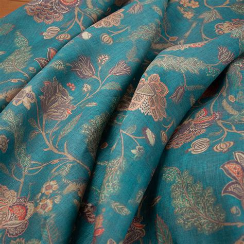 Print Floral Linen Fabric By The Yard Etsy