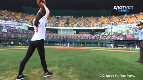 Korean Gymnist Shin Soo Ji S First Baseball Pitch Only The Most Sexiest Part Korean Dub