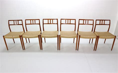 Set Of 6 Model 79 Papercord Chairs By Niels Otto Møller For Jl