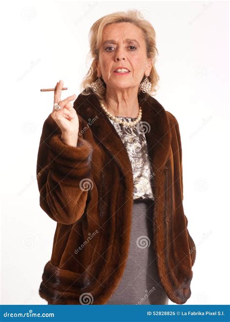 Smoking Elegant Senior Lady Stock Photo Image Of Earrings Mature