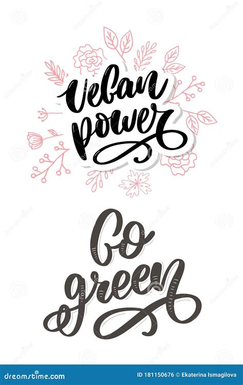 Vector Hand Drawn Signcalligraphy Go Green Stock Illustration